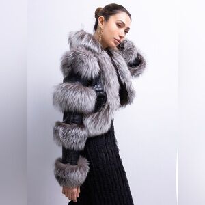 Lisa Maree Delusion‎ Cropped Jacket in Black NWT MSRP $750 Size L